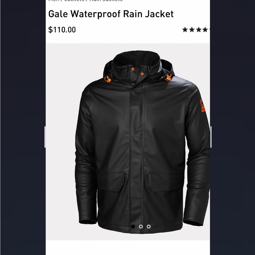 Helly Hansen Black Raincoat with Orange Details